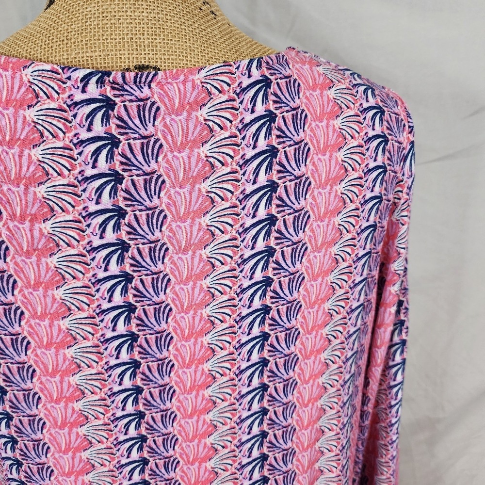 Simply Southern Pink and Navy Long Sleeve V-Neck Dress - Picture 7 of 12